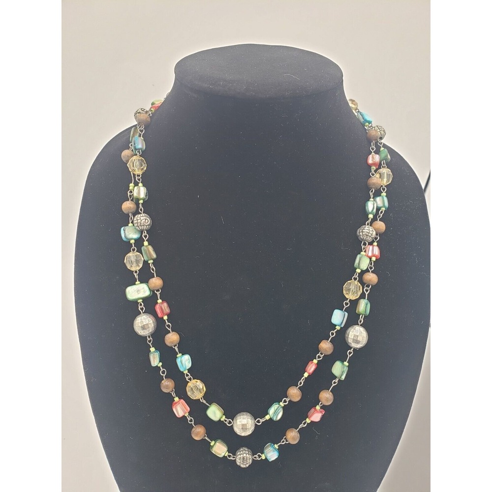 Vintage Single Strand Beaded Necklace Womens 23" Multicolor‎